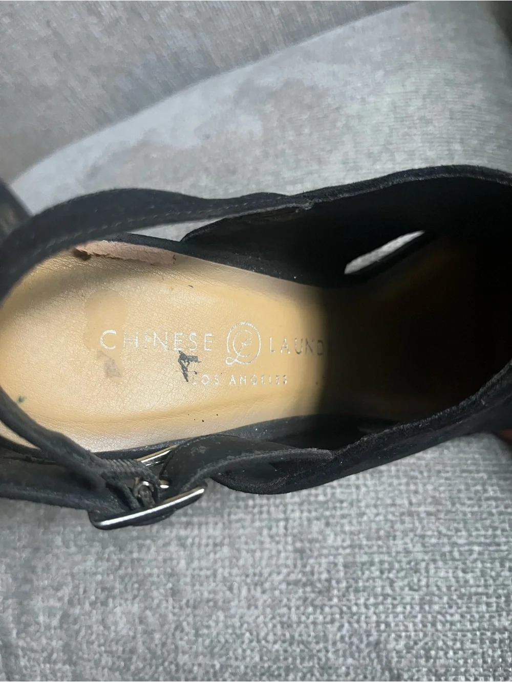 Chinese Laundry Black Suede Open-Toe Platform Slingbacks